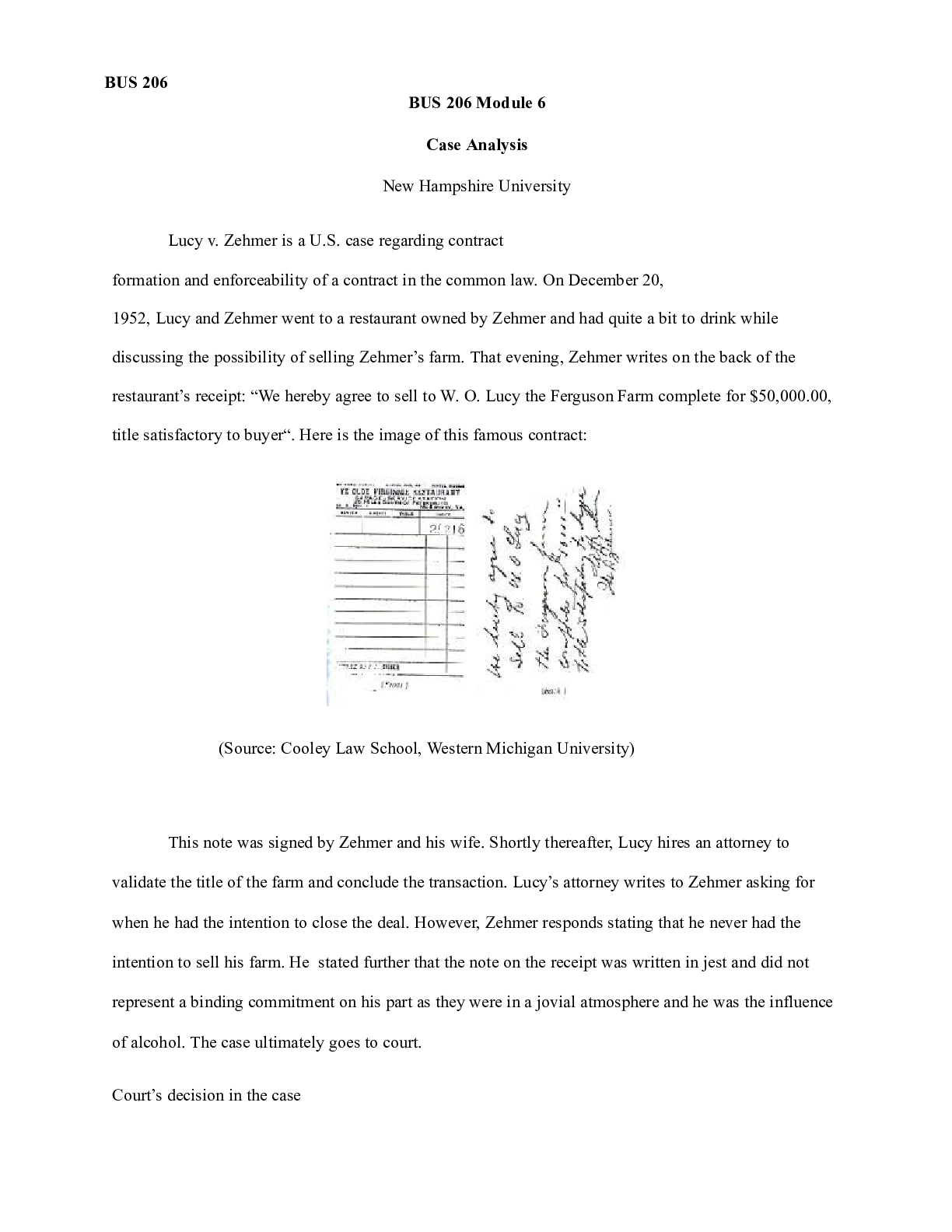 Preview image for BUS 206 6 1 Case Analysis.docx  BUS 206  BUS 206 Module 6   Case Analysis  New Hampshire U